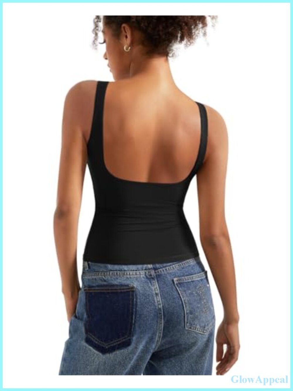 Padded Open Back Boat Neck Tank Top Double Lined Basic Shirt